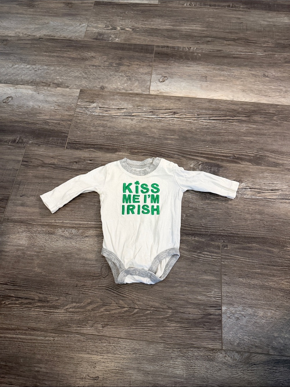 Carters Kiss Me I'm Irish Long-Sleeve Baby One-Piece - White & Green